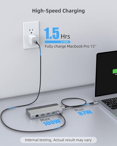 Docking Station, USB C Docking Station(13-in-1) Support Dual/Triple Display with Dual HDMI, DP, VGA, 100W PD, Gigabit Ethernet, 4USB, SD/TF Card Reader, 3.5mm Audio Multi-Port for Laptop and More in Kuwait