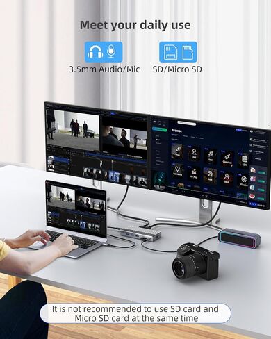 Docking Station, USB C Docking Station(13-in-1) Support Dual/Triple Display with Dual HDMI, DP, VGA, 100W PD, Gigabit Ethernet, 4USB, SD/TF Card Reader, 3.5mm Audio Multi-Port for Laptop and More in Kuwait