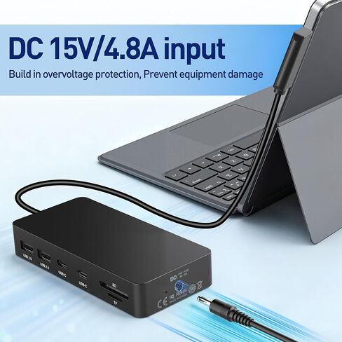 Surface Docking Station, 11-in-1 Triple Display (Surface +4K HDMI +VGA), USB-C/USB-A/SD/TF/Ethernet, Compatible with Surface Pro 11/10/9/8/X/7/6/5/4/3, Laptop, Book Go, Black in Kuwait
