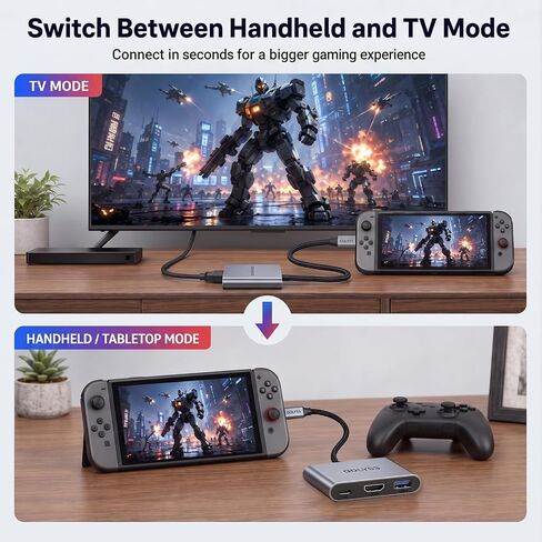 Switch 2 Dock, Mini USB-C Docking Station with 4K 60Hz-120Hz HDR, 100W PD Input and USB 3.2 Port, 1.7 oz Lightweight Travel Hub for Nintendo Switch 2, Steam Deck, ROG Ally in Kuwait