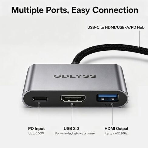 Switch 2 Dock, Mini USB-C Docking Station with 4K 60Hz-120Hz HDR, 100W PD Input and USB 3.2 Port, 1.7 oz Lightweight Travel Hub for Nintendo Switch 2, Steam Deck, ROG Ally in Kuwait