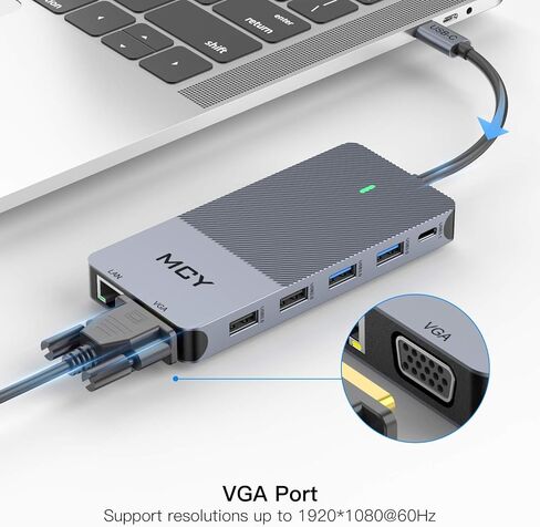 Docking Station, MCY 12 in 1 Triple Display Laptop USB C Docking Station Dual Monitor USB Type C Hub with Dual HDMI VGA Adapter, Compatible with MacBook, XPS, Dell, USB C Dock, UCN3442 in Kuwait