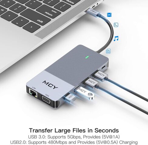 Docking Station, MCY 12 in 1 Triple Display Laptop USB C Docking Station Dual Monitor USB Type C Hub with Dual HDMI VGA Adapter, Compatible with MacBook, XPS, Dell, USB C Dock, UCN3442 in Kuwait