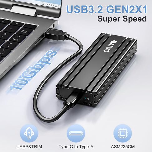 MAIWO M.2 SATA SSD Enclosure, USB3.2 Gen2X1 Type-C to SATA NGFF Based M.2 Solid State Drive Adapter Reader, Support B Key B+M Key, Aluminum (K1686S) in Kuwait