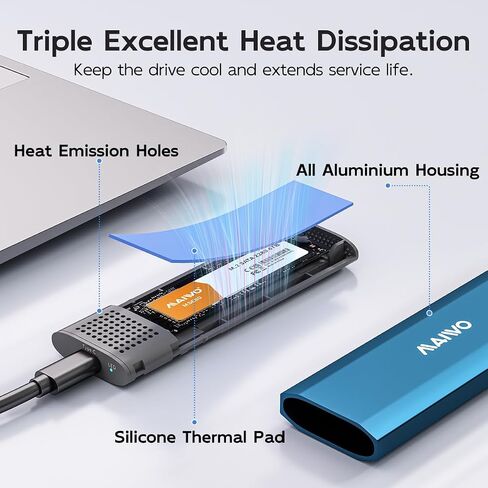 MAIWO M.2 SATA SSD Enclosure, USB3.2 Gen1 Type-C to SATA NGFF Based M.2 Solid State Drive Adapter Reader, Support B Key B+M Key, Aluminum (K1690S) in Kuwait