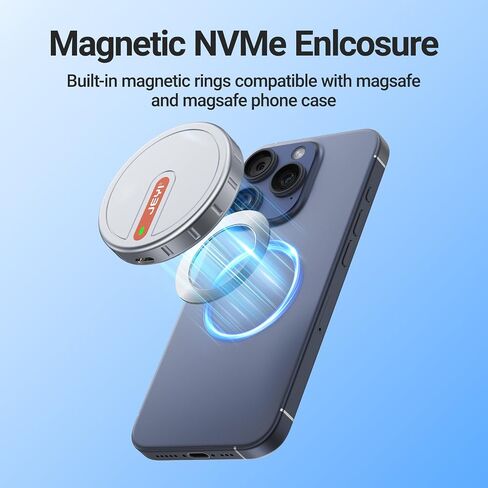 JEYI Magnetic 2230 M.2 NVMe SSD Enclosure, 10Gbps USB 3.2 Gen2, Aluminum Case with MagSafe, ProRes 4K External Storage for iPhone 15/16/17 Pro in Saudi Arabia
