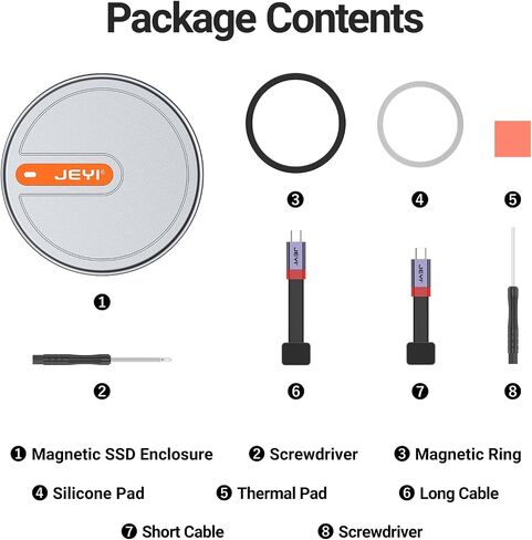 JEYI Magnetic 2230 M.2 NVMe SSD Enclosure, 10Gbps USB 3.2 Gen2, Aluminum Case with MagSafe, ProRes 4K External Storage for iPhone 15/16/17 Pro in Saudi Arabia