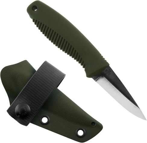 M23 Ranger Cub 6.5-inch EDC Knife, Small Fixed Blade Knife with Sheath, 80CrV2 Carbon Steel Uncoated Blade Neck Knife with TPE Handle, Survival Knife for Outdoor Adventures, Green in Kuwait