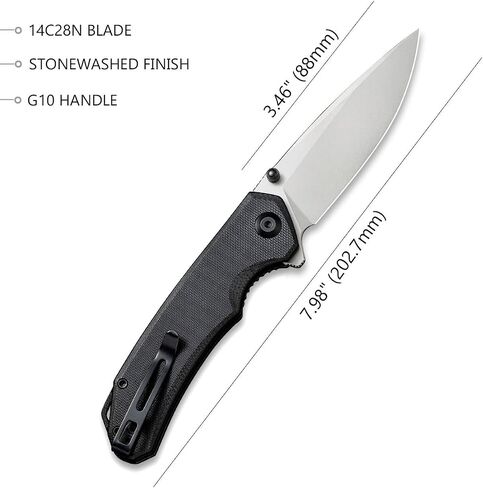 CIVIVI Brazen Folding Pocket Knife,3.5-Inch 14C28N Plain Edge Blade,Outdoor Camping Hiking Knife with Thumb Stud and Flipper opener,G-10 Handle Tool for EDC C2102C (Black) in Kuwait