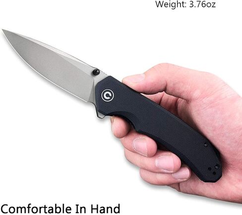 CIVIVI Brazen Folding Pocket Knife,3.5-Inch 14C28N Plain Edge Blade,Outdoor Camping Hiking Knife with Thumb Stud and Flipper opener,G-10 Handle Tool for EDC C2102C (Black) in Kuwait