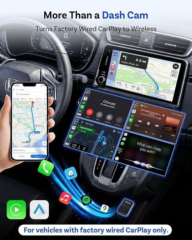 OTTOCAST Dash Cam Front and Rear, Factory Car Screen View, Wireless CarPlay in Saudi Arabia