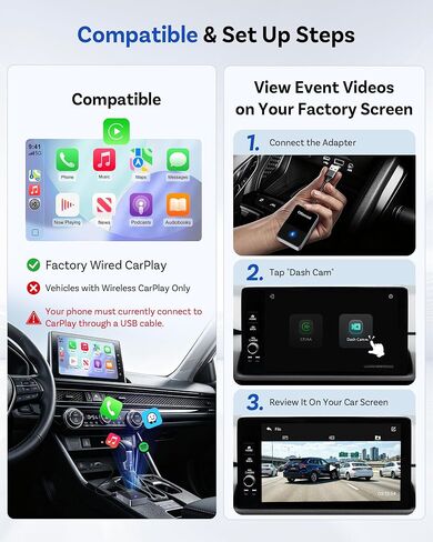 OTTOCAST Dash Cam Front and Rear, Factory Car Screen View, Wireless CarPlay in Saudi Arabia