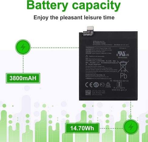BLP743 3.85V 270mAh Battery, Compatible with OnePlus 7T,Comes with a Battery Installation Tool in Kuwait
