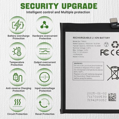 New 4900mAh BL-45B1F Battery TM002 Replacement for T-Mobile Revvl 7 Pro with Tools in Kuwait