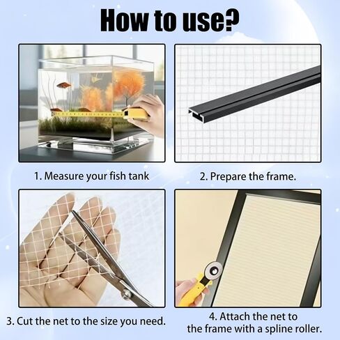 Clear Fish Tank Net, Cuttable Aquarium Lid, Plastic Aquarium Mesh, Fish Tank Top Cover, Screen Cover to Prevent Jumping Fishes, 4 x 4.7 feet in Kuwait