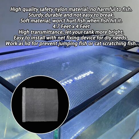 Clear Fish Tank Net, Cuttable Aquarium Lid, Plastic Aquarium Mesh, Fish Tank Top Cover, Screen Cover to Prevent Jumping Fishes, 4 x 4.7 feet in Kuwait