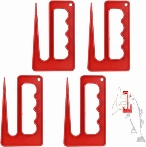 4 Pcs Fish Gripper Red Set- Fish Holder Handle Grabber Gripper and Stringer Fishing Pliers, Saltwater Freshwater Fishing Tackle in Kuwait