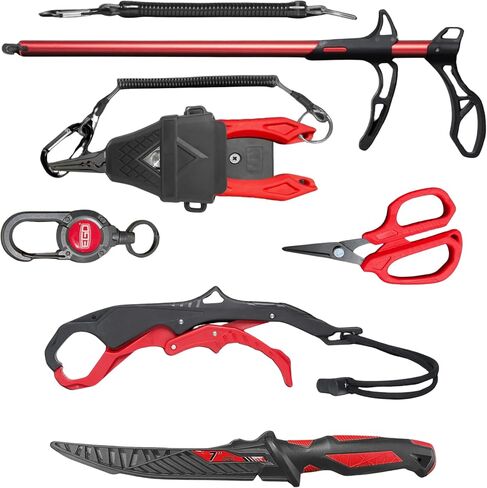 EGO FireSteel Fishing Tool Kit, 7 Pc Pro Angler Set with Pliers, Fillet Knife, Hook Remover, Line Scissors, Vice Grip Tool, Sheath & Lanyard, Freshwater & Saltwater Fishing Gear in Kuwait