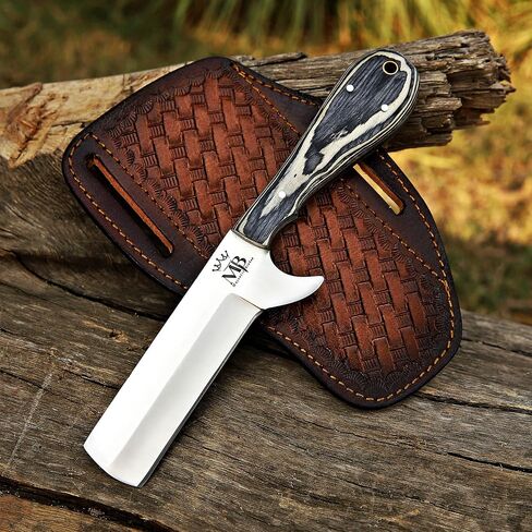 Handmade D2 Steel Bull Cutter knife Full Tang Fixed Blade Hunting Knive with sheath and Pakkawood for skinning camping and outdoor Gifts for men in Kuwait