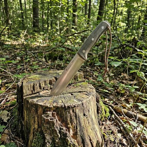 Joker Nomad 6.5 CM137-P Survival Knife, 6.5 in Böhler N695 Blade, Black Micarta Handle, Leather Sheath with Ferro Rod, Made in Spain, for backcountry travel, camp chores, fishing trips and bushcraft in Kuwait