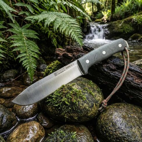Joker Nomad 6.5 CM137-P Survival Knife, 6.5 in Böhler N695 Blade, Black Micarta Handle, Leather Sheath with Ferro Rod, Made in Spain, for backcountry travel, camp chores, fishing trips and bushcraft in Kuwait