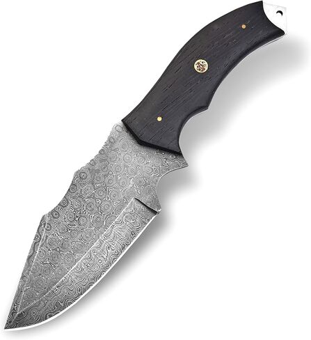 Handmade Damascus Steel Fixed Blade Knife – Outdoor Hunting, Skinning & Bushcraft Tool with Premium Handle + Leather Sheath in Kuwait
