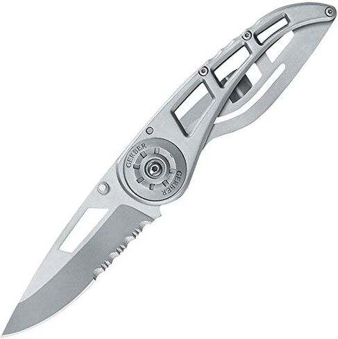 Gerber Ripstop II Folding EDC Pocket Knife, Serrated Edge, Lightweight, Silver in Kuwait