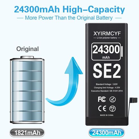 XYIRMCYF 24300mAh Super Capacity Battery Compatible with iPhone SE2 (SE 2020 2nd Generation), 0 Cycle Li-Polymer Replacement Battery for iPhone SE 2020, with Professional Repair Tool Kit in Kuwait