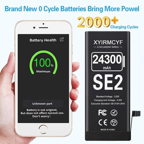 XYIRMCYF 24300mAh Super Capacity Battery Compatible with iPhone SE2 (SE 2020 2nd Generation), 0 Cycle Li-Polymer Replacement Battery for iPhone SE 2020, with Professional Repair Tool Kit in Kuwait
