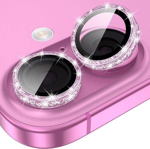 YWXTW for iPhone 15/15 Plus/ 16e/ 17e Camera Lens Protector, Individual Anti Scratch Metal Ring Tempered Glass Camera Screen Protector for iPhone 15 Accessories, Case Friendly (Black) in Saudi Arabia
