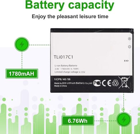TLI017C1 3.8V 1780mAh Battery, Compatible with TCL Flip Pro VZW-TCL-4056W Alcatel One Touch OT-5027B,Comes with a Battery Installation Tool in Kuwait