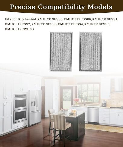 2-pack Microwave Grease Filter Fits for KitchenAid KMHC319ESS0,KMHC319ESS06,KMHC319ESS1,KMHC319ESS2,KMHC319ESS3,KMHC319ESS4,KMHC319ESS5,KMHC319EWH0 And more in Saudi Arabia