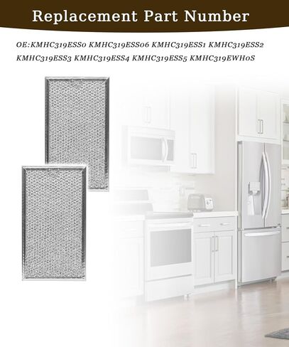 2-pack Microwave Grease Filter Fits for KitchenAid KMHC319ESS0,KMHC319ESS06,KMHC319ESS1,KMHC319ESS2,KMHC319ESS3,KMHC319ESS4,KMHC319ESS5,KMHC319EWH0 And more in Saudi Arabia