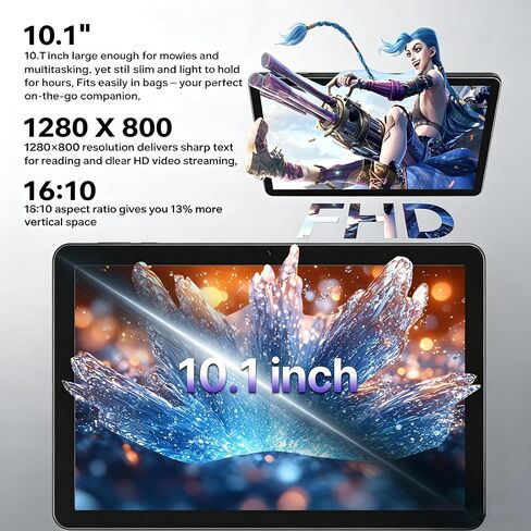 Tablet 10.1 Inch, Android 16 Tablet with 12GB RAM 64GB ROM (TF 2TB), Octa-Core Processor, 5G WiFi Tablets, 7000mAh Battery, GPS, Google Gemini AI Tablet, Tablets for Adults Students Kids 2026 Upgraded in Kuwait