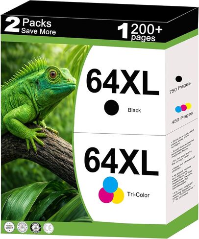 64XL Ink Cartridge Combo Pack Compatible for HP 64 HP64 XL Work for Envy Photo 7855 7858 7155 7800 6255 6232 Envy Inspire 7955e 7255e 7258e Tango X Series Printer 2-Pack Black Color with V28.4.1 Chips in Saudi Arabia
