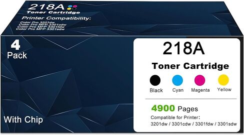 218A Toner Cartridges Combo Pack Compatible Replacement for HP 218A for Color Laserjet Pro 3201dw MFP 3301fdw 3301cdw 3301sdw 3201 dw 3301 fdw cdw sdw Printer W2180A (Black Cyan Magenta Yellow 4-Pack) in Saudi Arabia
