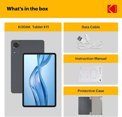 KODAK K12 12 Inch Android 15 Tablet, 18GB RAM 128GB ROM(1TB Expandable), 2000x1200 Incell Display, Octa-Core Processor, 8000mAh Battery, Dual WiFi, Bluetooth in Kuwait