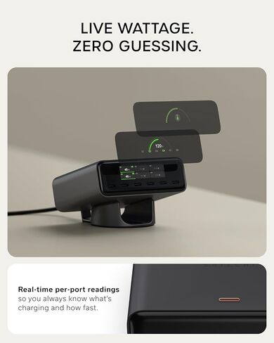 Satechi ChargeView 240W GaN Charger, On-Demand LCD Display, Space Black in Kuwait