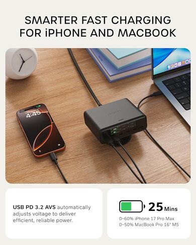 Satechi ChargeView 240W GaN Charger, On-Demand LCD Display, Space Black in Kuwait
