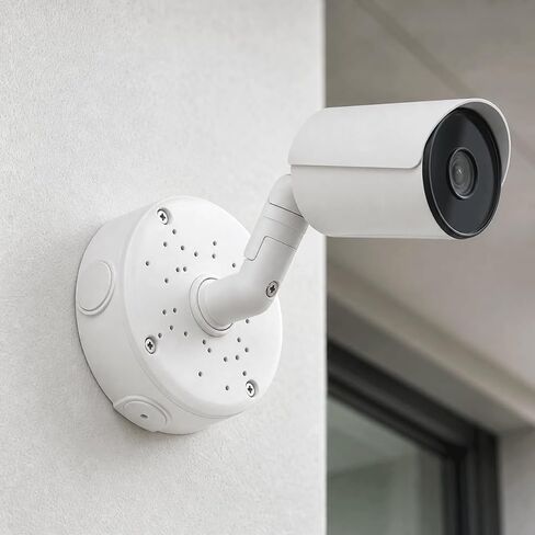 QWORK 3 Pcs Universal Security Camera Junction Box 4.72" Round Mount Bracket – Rainproof Electrical Enclosure for IP Dome Bullet Camera, Indoor Outdoor Wall Ceiling Cable Base Boxes in Kuwait