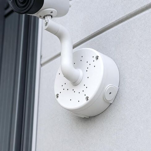 QWORK 3 Pcs Universal Security Camera Junction Box 4.72" Round Mount Bracket – Rainproof Electrical Enclosure for IP Dome Bullet Camera, Indoor Outdoor Wall Ceiling Cable Base Boxes in Kuwait
