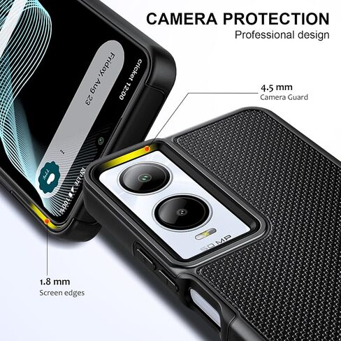 Designed for Cricket Icon 6 Phone Case (SL219C) & AT&T Verge (SL219A) Case with Screen Protector [Tempered Glass], Full-Body Protective Dual Layer Hybrid Shockproof Cover, Black in Kuwait