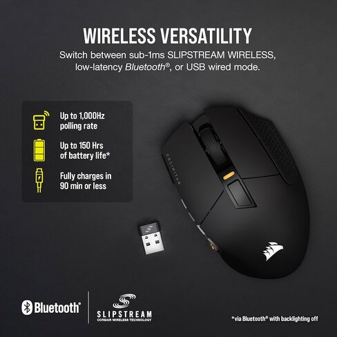 Corsair Scimitar Elite RGB Wireless MMO Gaming Mouse - 26,000 DPI - 16 Programmable Buttons - Up to 150hrs Battery - iCUE Compatible - Black in Kuwait