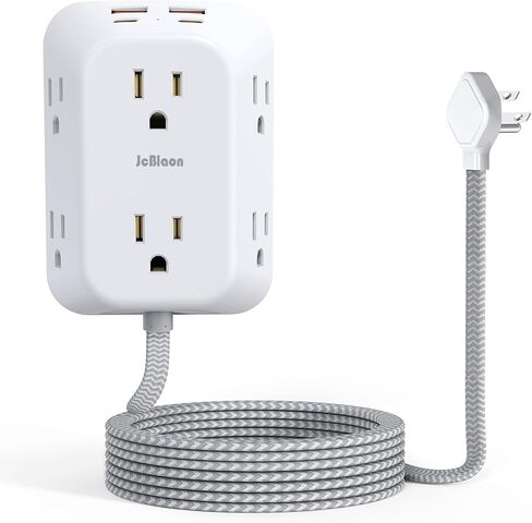 Multi Plug Wall Outlets, 6-Port Outlet Extender with 4 Charging USB Ports (2 USB A, 2 USB C), 4 Sided 1050J Surge Protector wall Plug Adapter Reserved for Home Travel and Office use in Kuwait