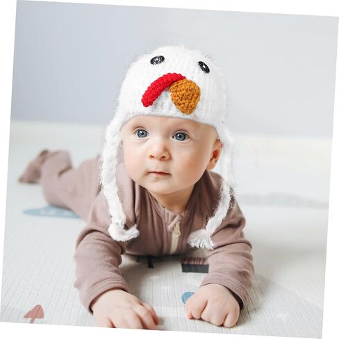 HOMSFOU Newborn Baby Hat Chicken Design Crochet Knitted Hat for Baby Photography in Kuwait