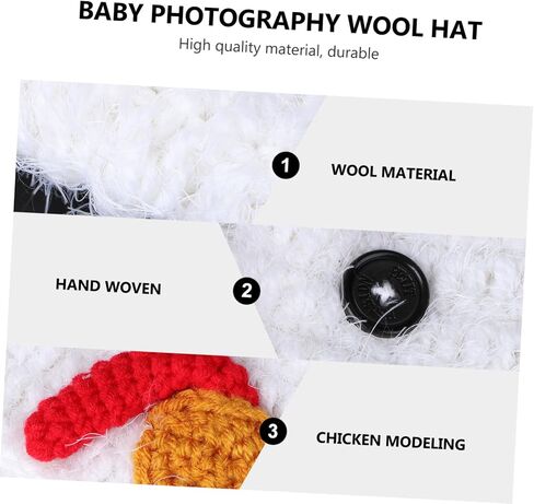HOMSFOU Newborn Baby Hat Chicken Design Crochet Knitted Hat for Baby Photography in Kuwait