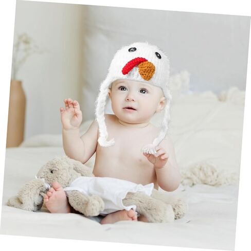 HOMSFOU Newborn Baby Hat Chicken Design Crochet Knitted Hat for Baby Photography in Kuwait