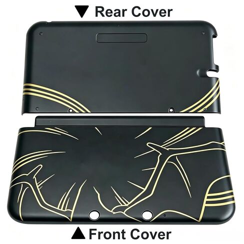 Replacement Shell Case for 3DS XL(USA Old Model, SPR-001), Minimalist Black Gold Fire Dragon Design Protective Cover, Precise Cutouts Custom Housing, Retro Gaming Style Handheld Console Replacement in Kuwait
