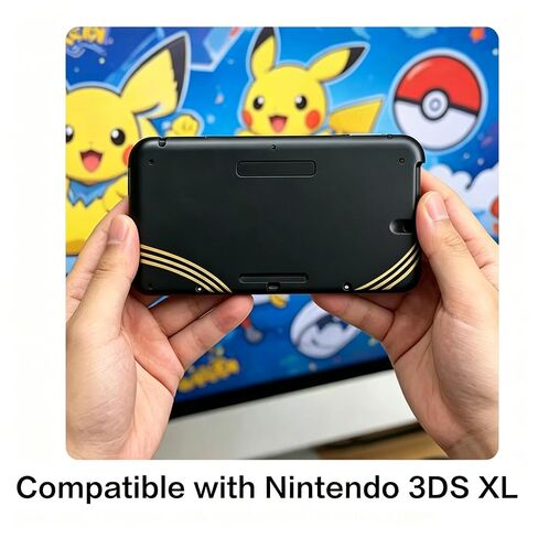 Replacement Shell Case for 3DS XL(USA Old Model, SPR-001), Minimalist Black Gold Fire Dragon Design Protective Cover, Precise Cutouts Custom Housing, Retro Gaming Style Handheld Console Replacement in Kuwait