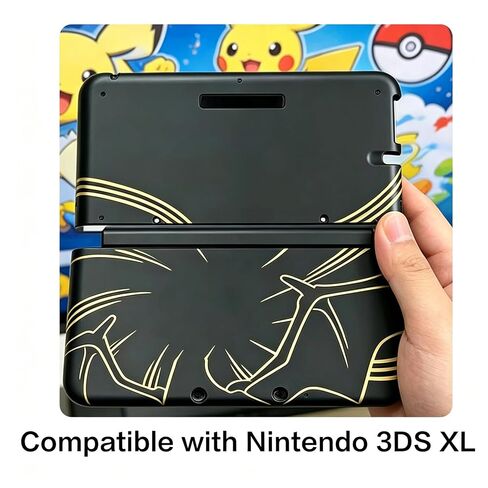 Replacement Shell Case for 3DS XL(USA Old Model, SPR-001), Minimalist Black Gold Fire Dragon Design Protective Cover, Precise Cutouts Custom Housing, Retro Gaming Style Handheld Console Replacement in Kuwait